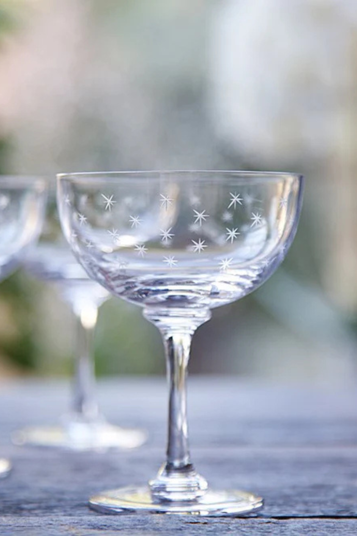 Crystal Champagne Saucers with Stars Design