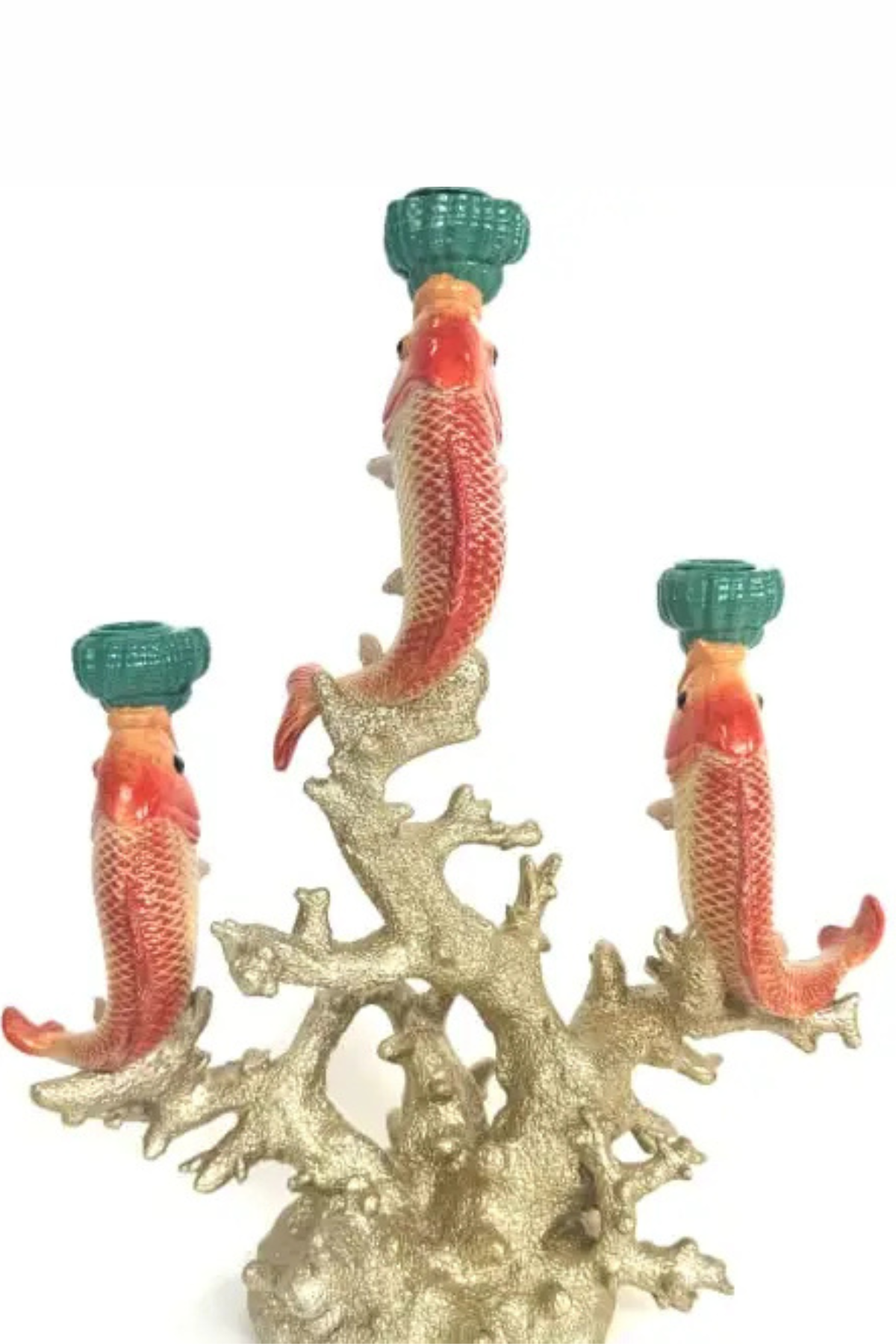 Large 3 Fish on Coral Candle Holder, 3 tier candlestick