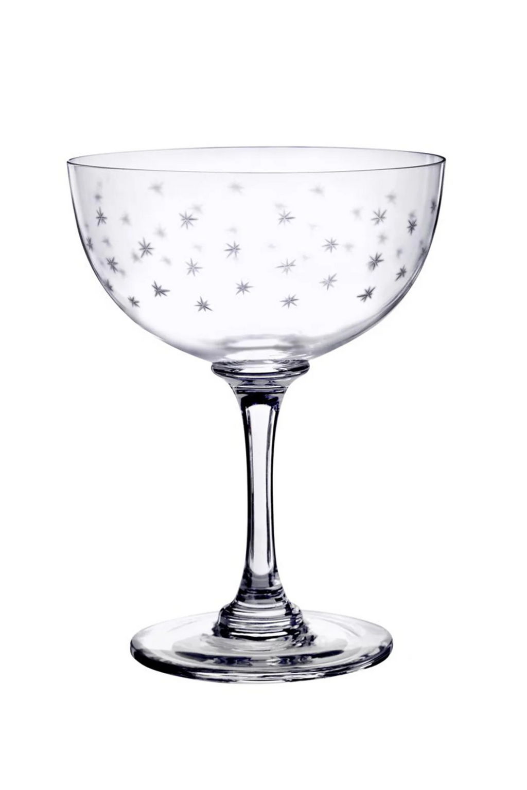 Crystal Champagne Saucers with Stars Design