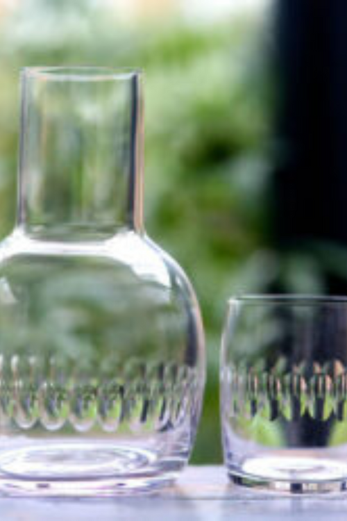A Crystal Carafe Set with Lens Design