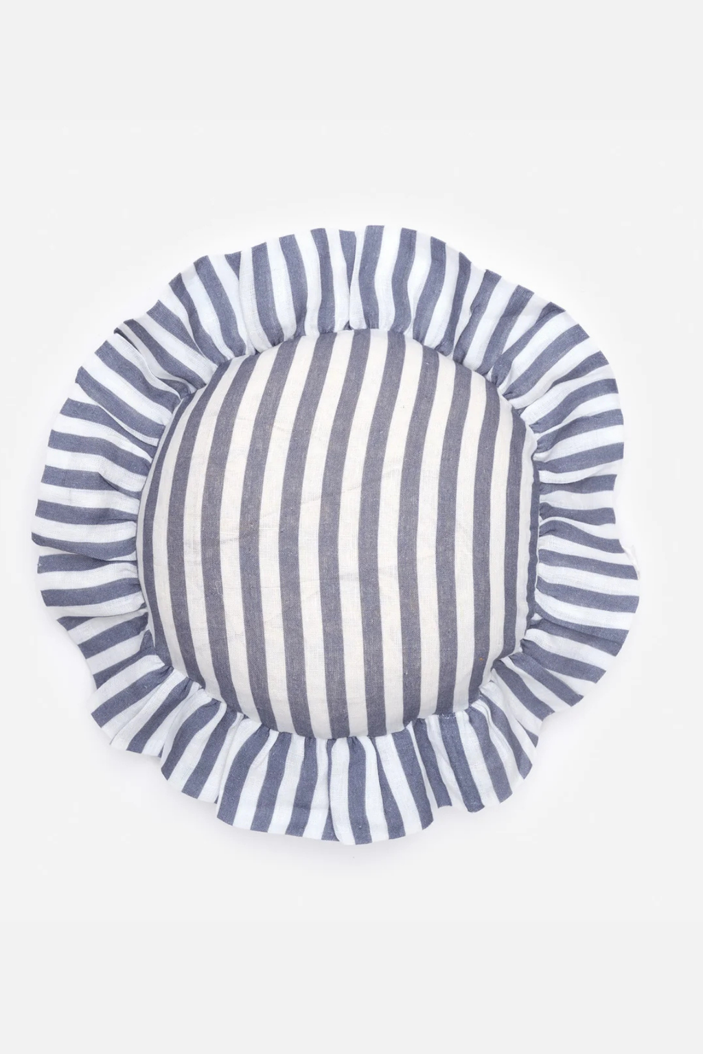 COMING SOON - Amuse La Bouche Folkstone Blue Candy Stripe Round Cushion Cover