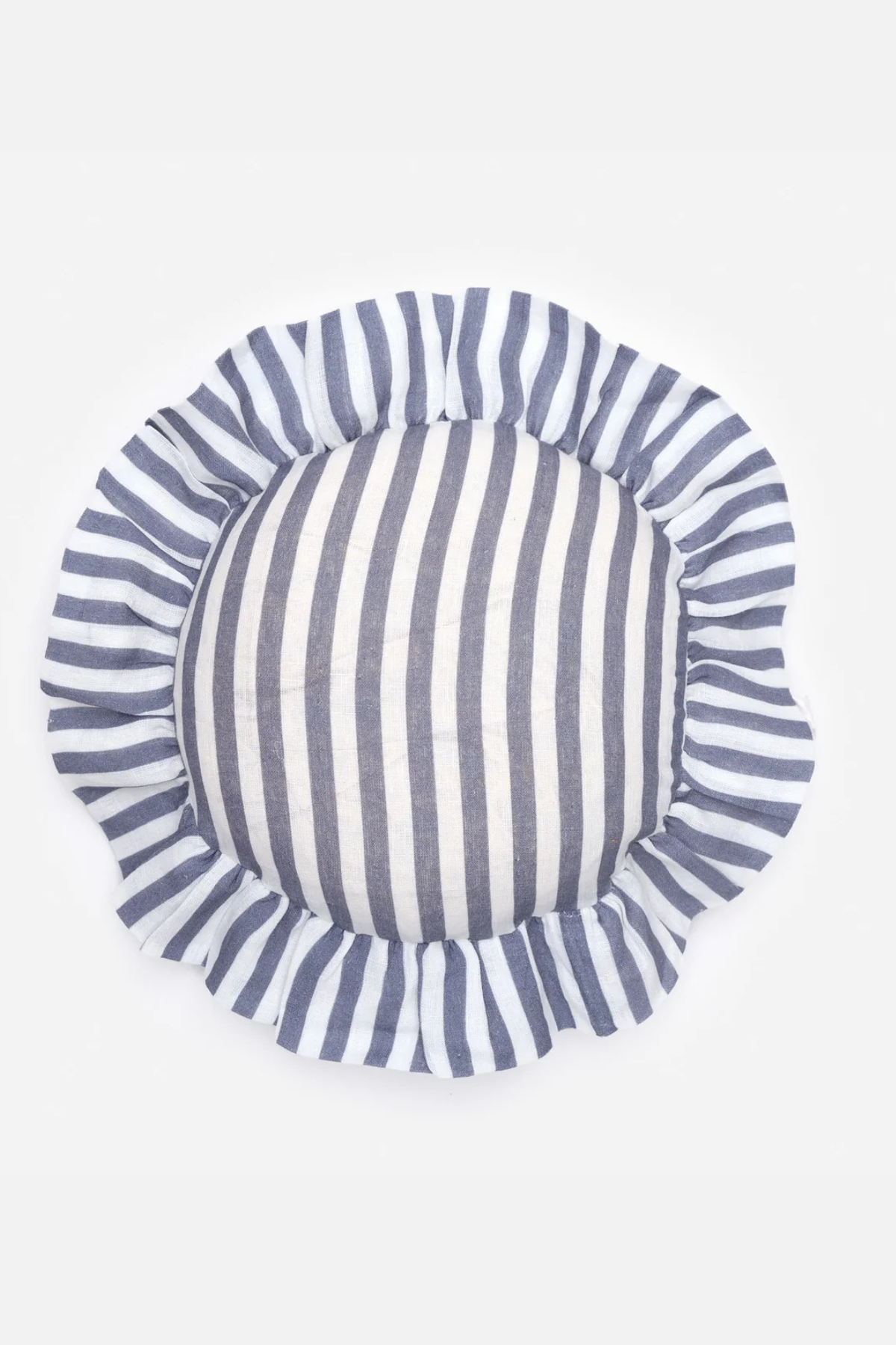 COMING SOON - Amuse La Bouche Folkstone Blue Candy Stripe Round Cushion Cover