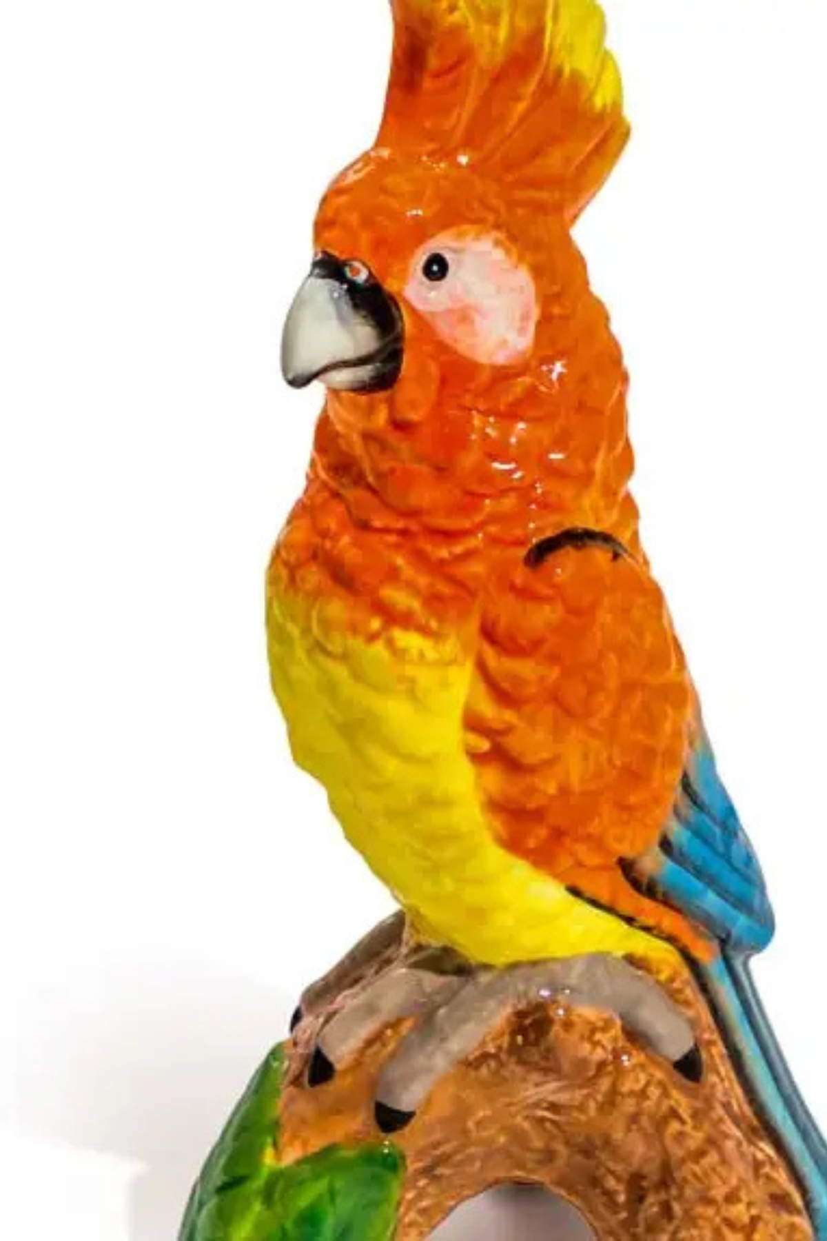 Orange Parrot on a Perch Ceramic Vase