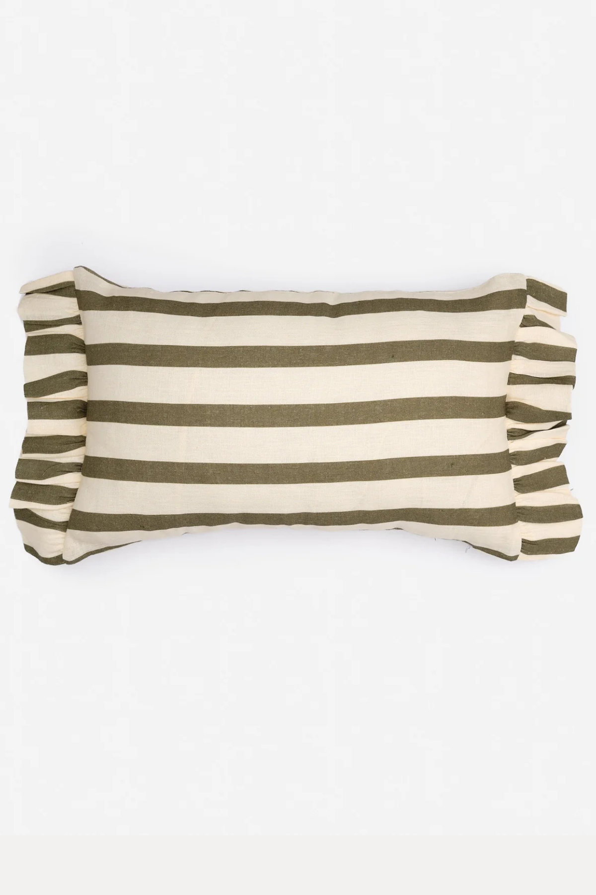 COMING SOON - Amuse La Bouche Olive & Ivory Thin Stripe Rectangle Cushion Cover