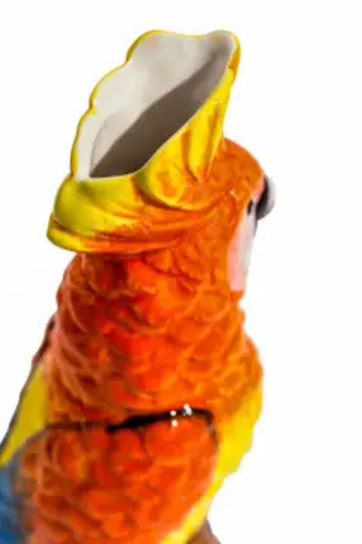 Orange Parrot on a Perch Ceramic Vase