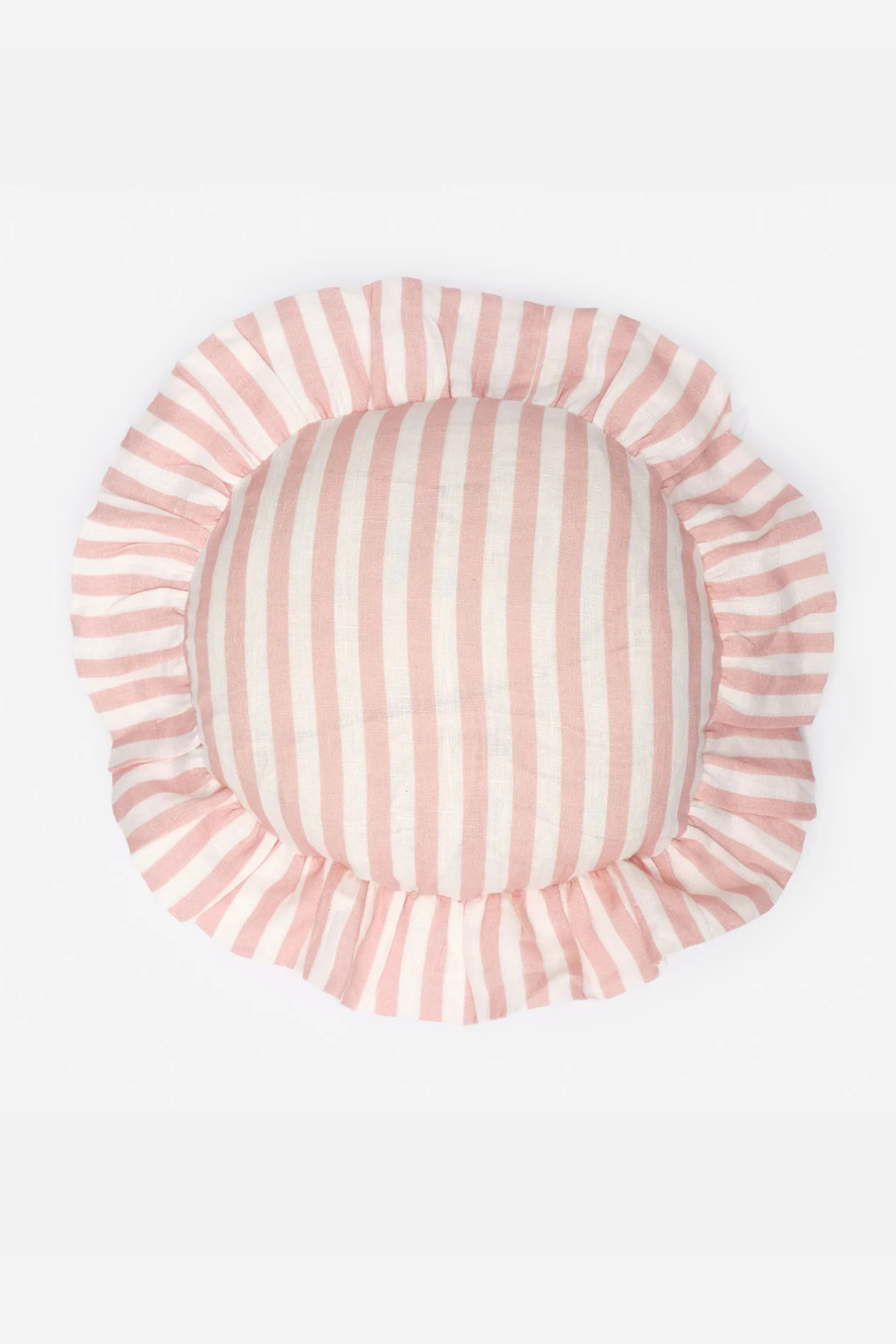 Blush Candy Stripe Round Cushion Cover