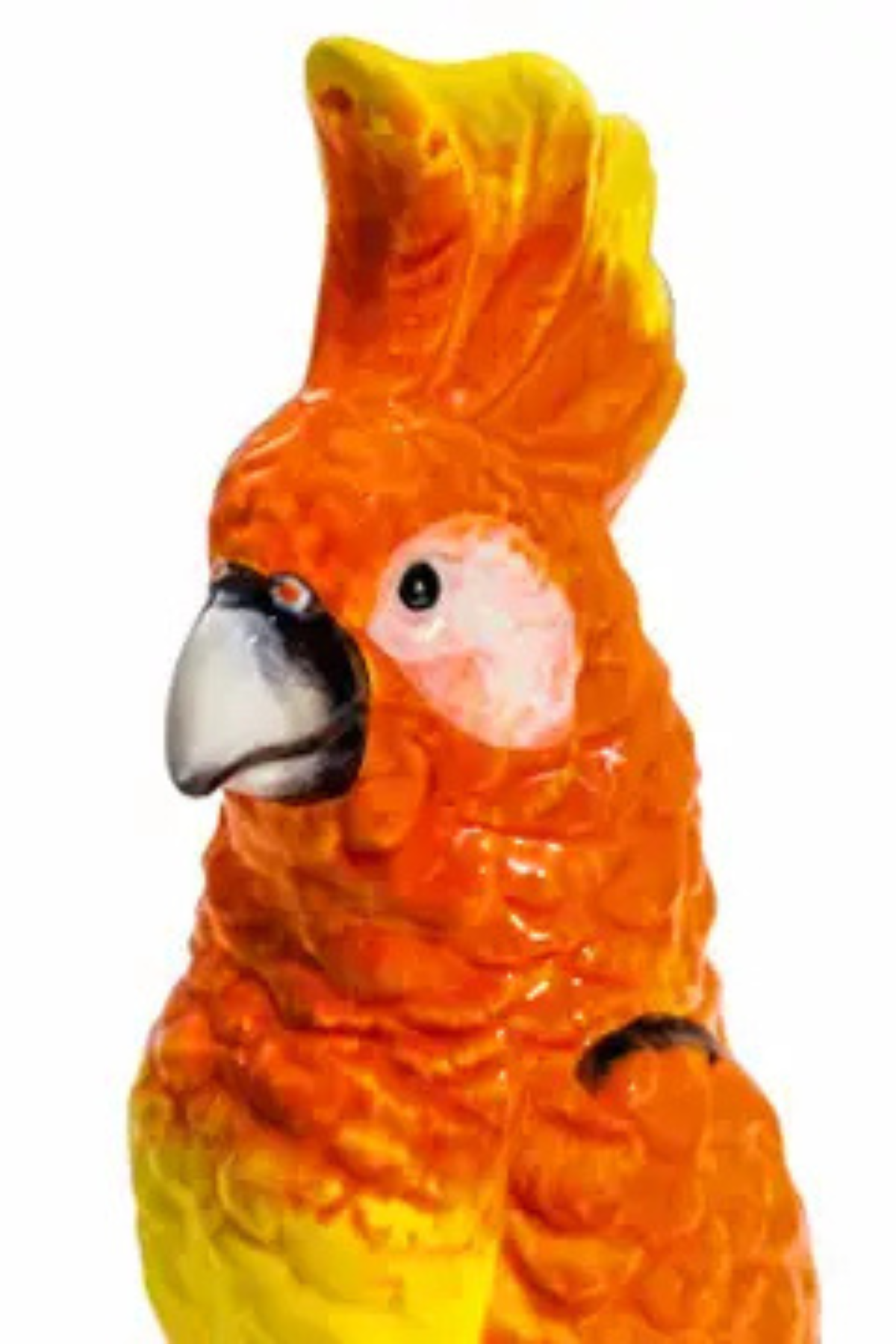 Orange Parrot on a Perch Ceramic Vase