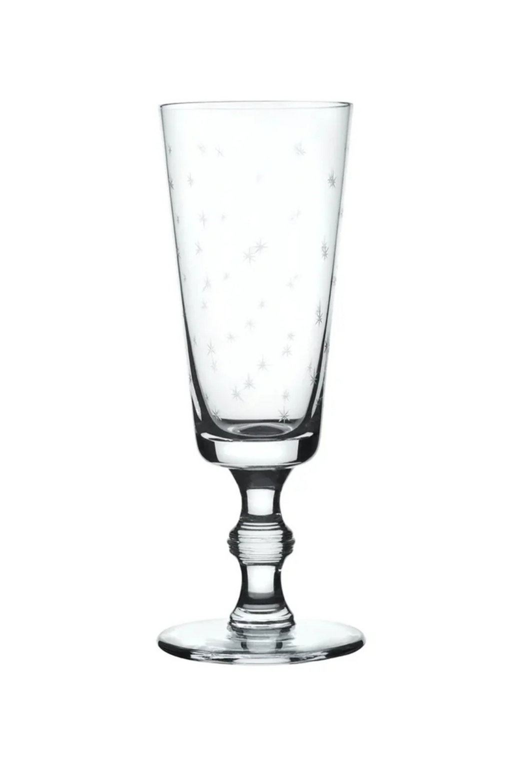 A Set of Four Crystal Champagne Flutes with Stars Design