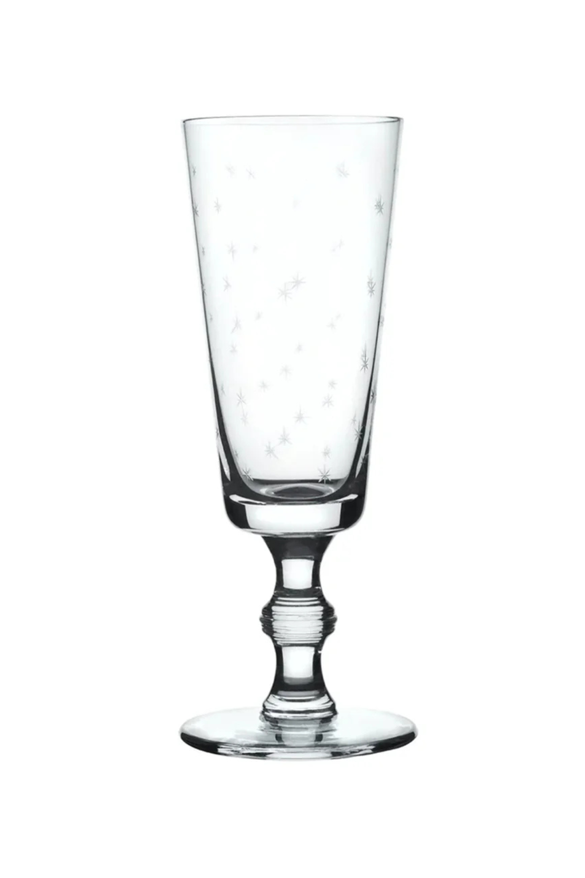 A Set of Four Crystal Champagne Flutes with Stars Design