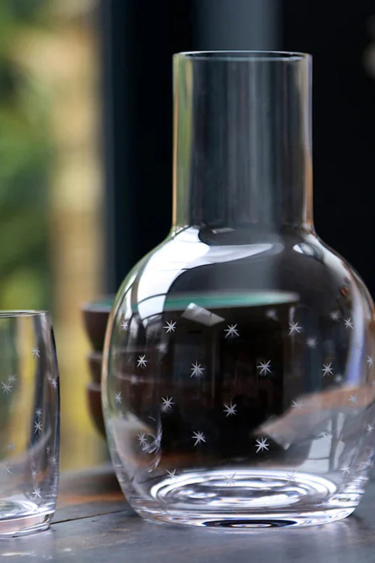 A Crystal Carafe Set with Stars Design